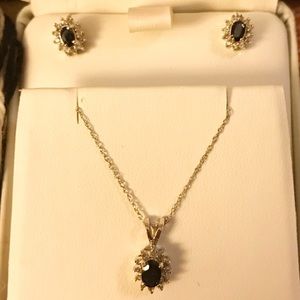 Sapphire Earring & Necklace Set